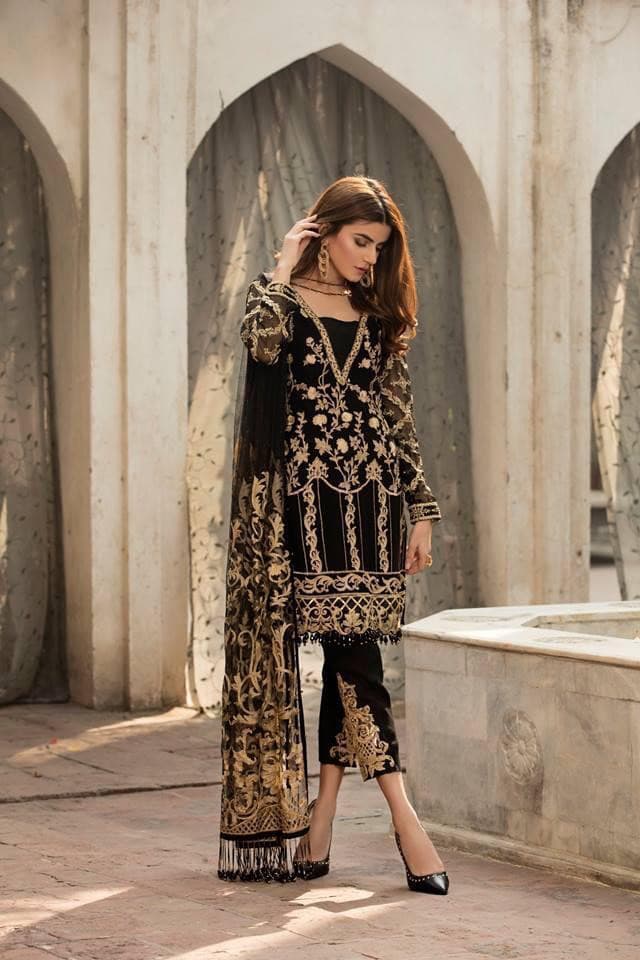 Gulaal Chiffon Suit-Black-Chiffon-Aarasta
