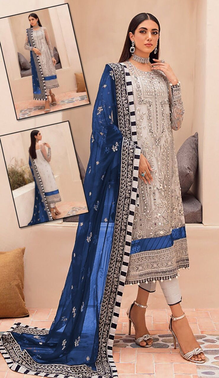 Gulaal Organza Suit-Blue-Organza-Aarasta