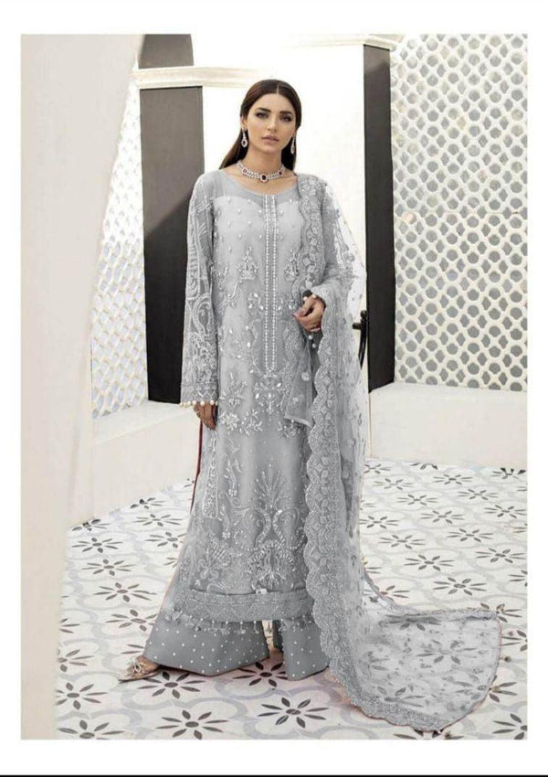 Gulaal Net Suit-Grey-Net-Aarasta