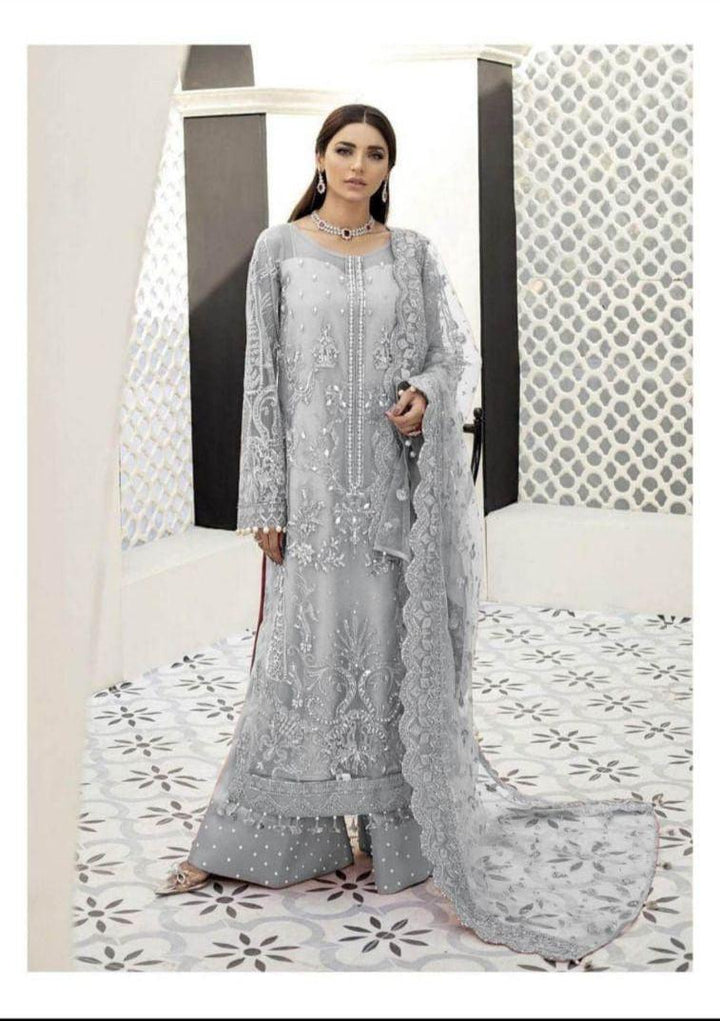 Gulaal Net Suit-Grey-Net-Aarasta
