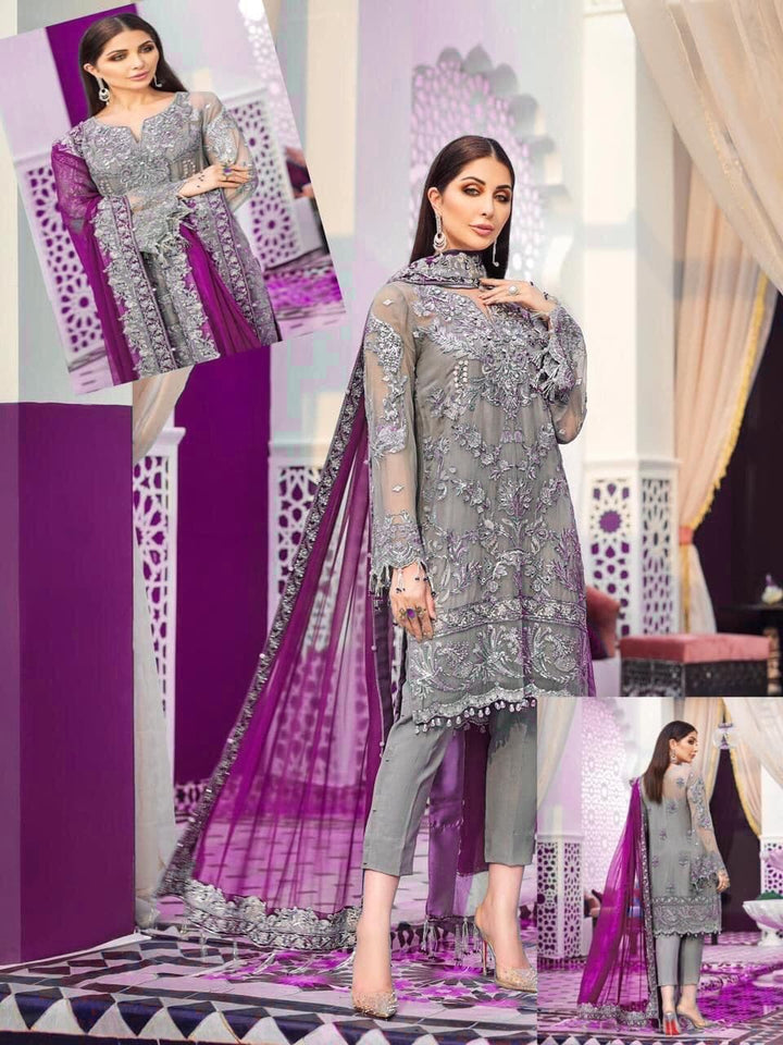 Gulaal Net Suit-Grey-Net-Aarasta