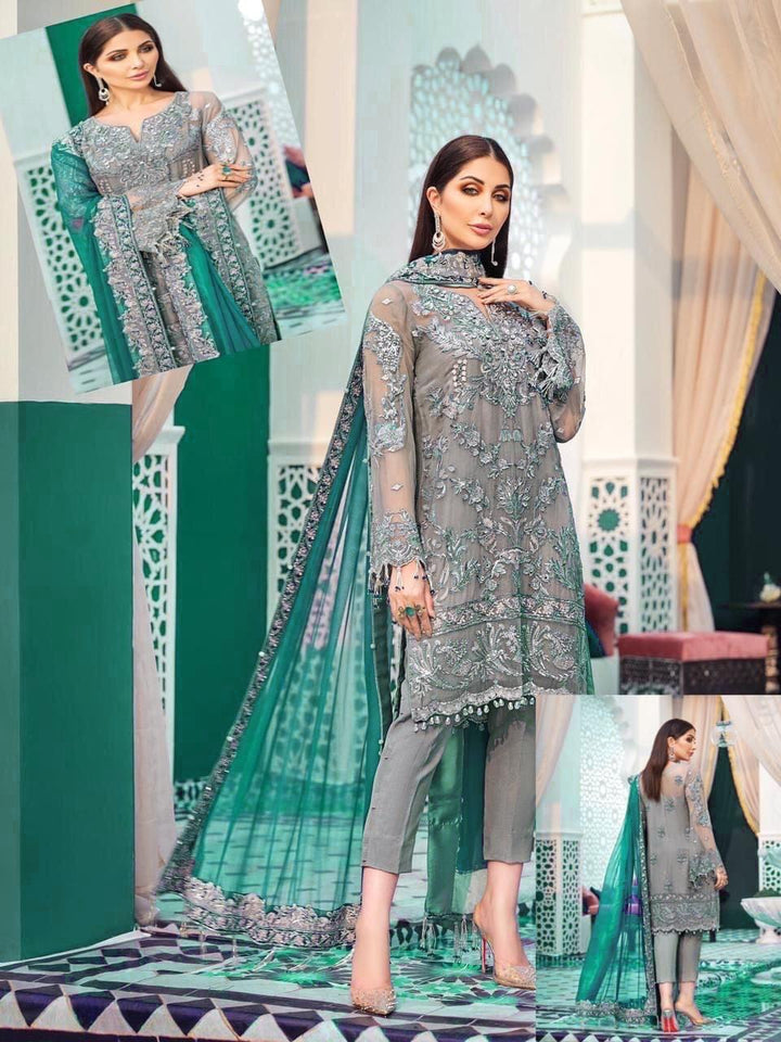 Gulaal Net Suit-Grey-Net-Aarasta