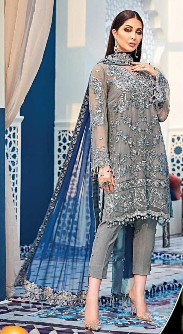 Gulaal Net Suit-Grey-Net-Aarasta