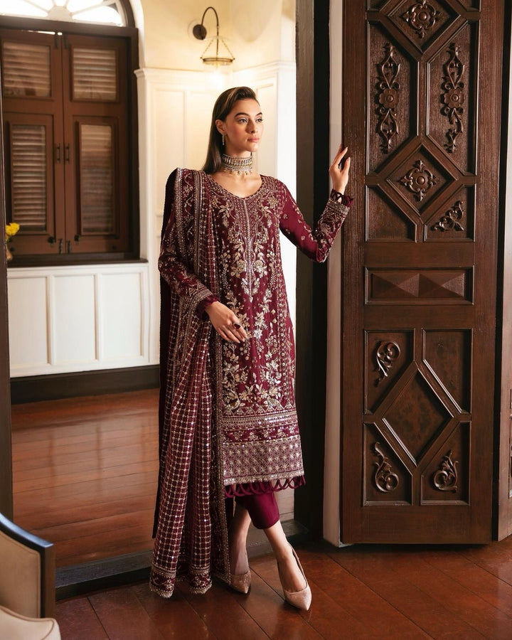 Gulaal Chiffon Suit-Maroon-Chiffon-Aarasta