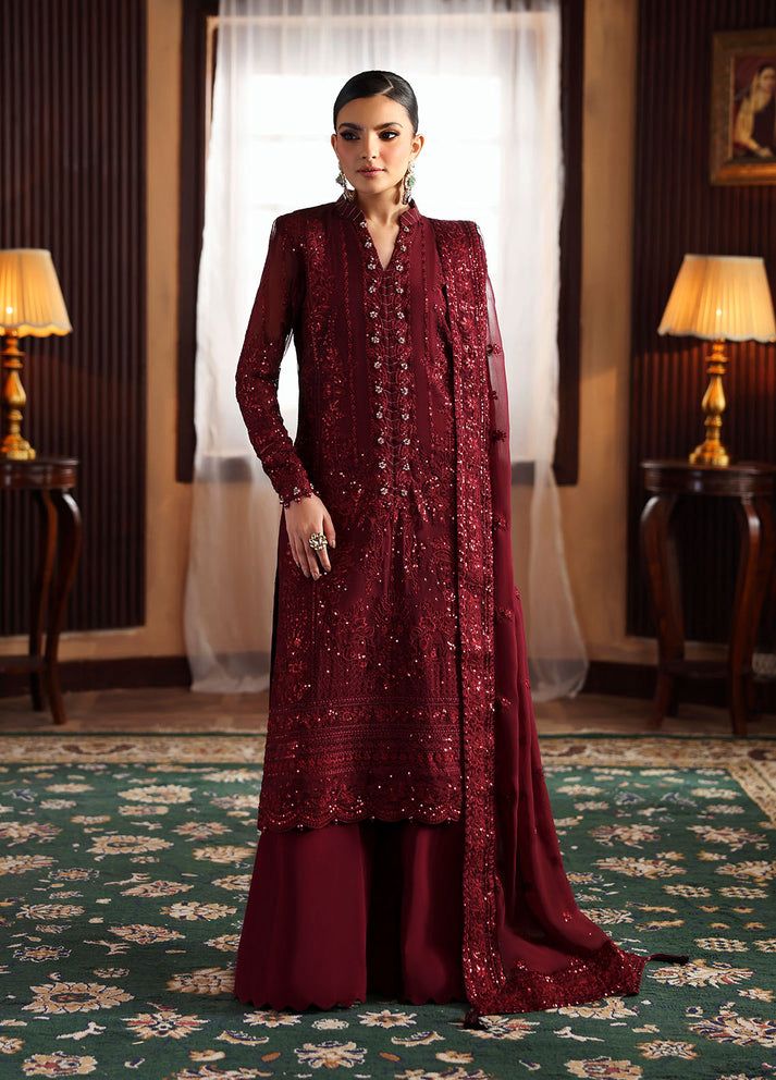 Gulaal Chiffon Suit-Maroon-Chiffon-Aarasta