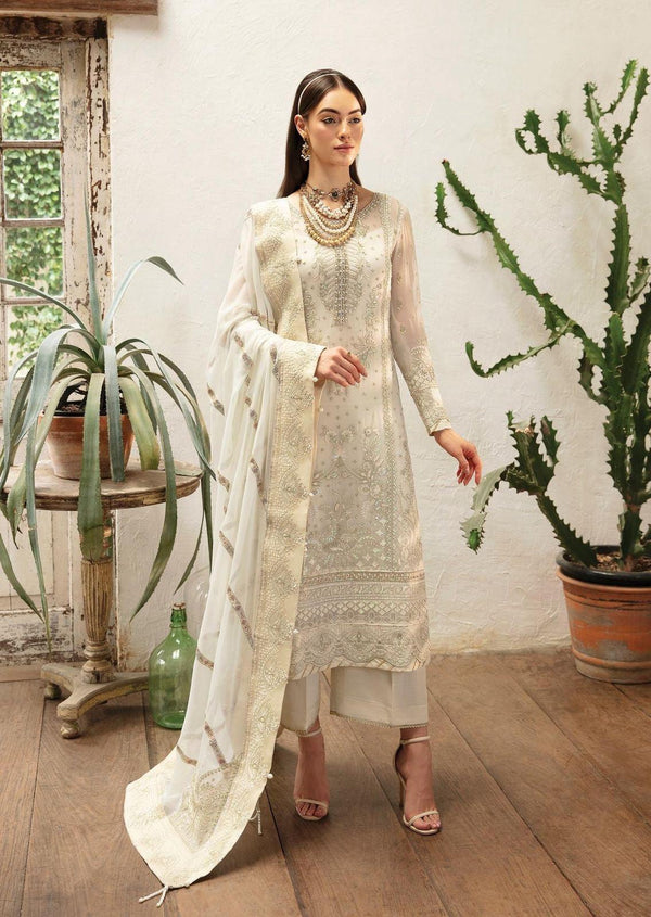 Gulaal Chiffon Suit-Off White-Chiffon-Aarasta