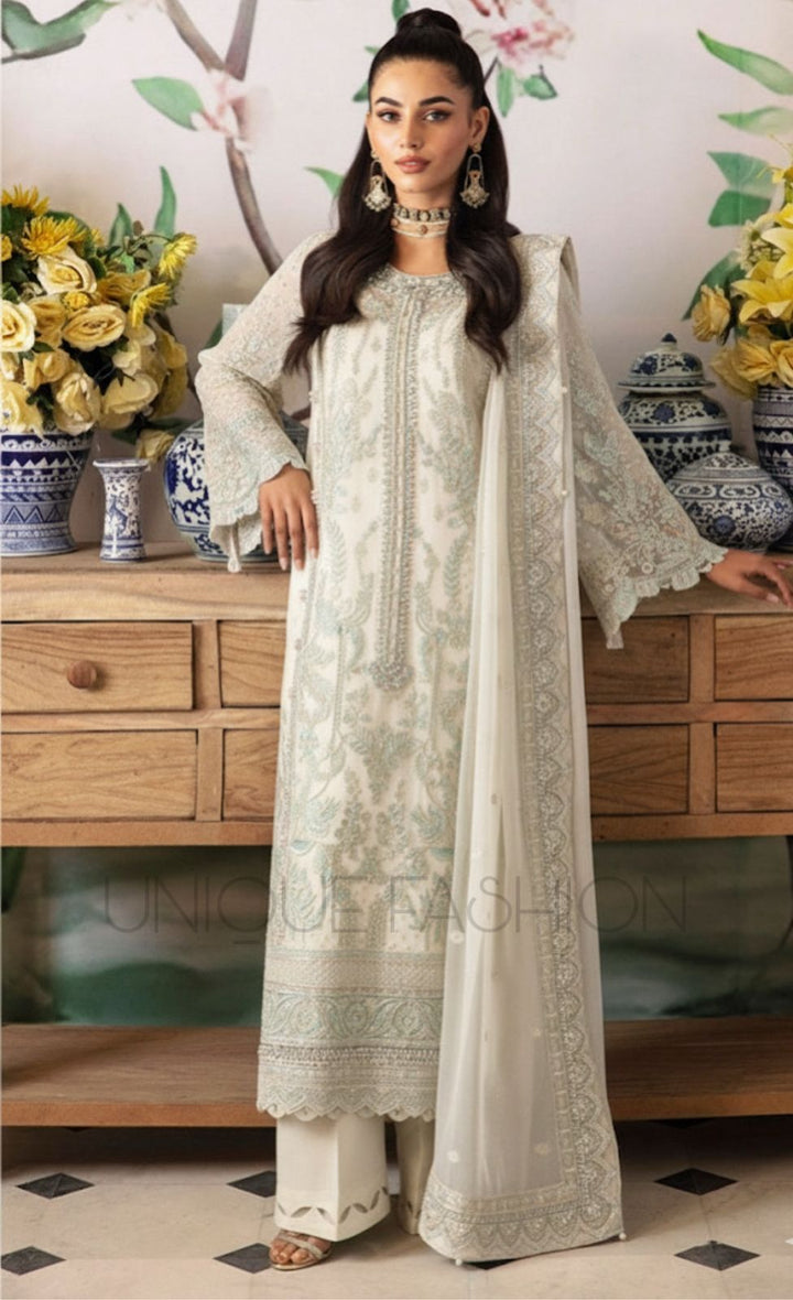 Gulaal Chiffon Suit-Off White-Chiffon-Aarasta