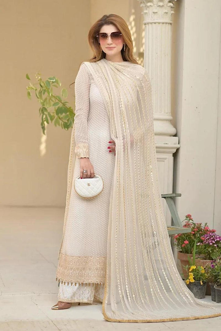 Gulaal Chiffon Suit-Off White-Chiffon-Aarasta