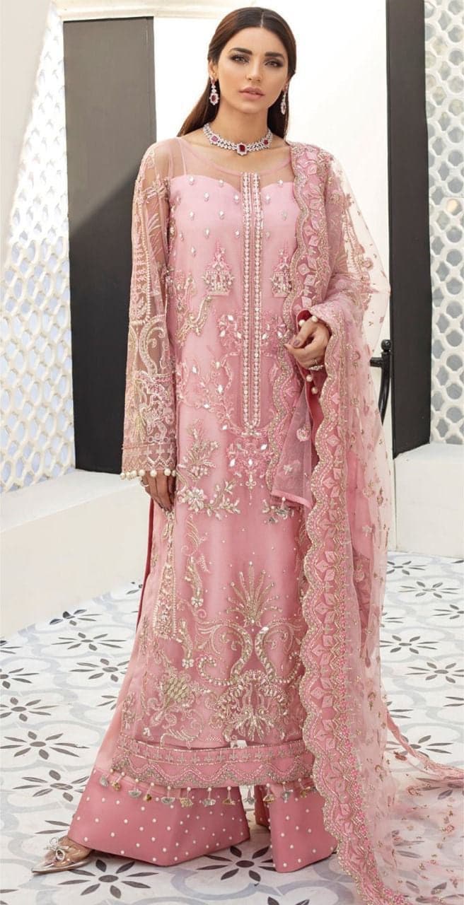 Gulaal Net Suit-Peach-Net-Aarasta