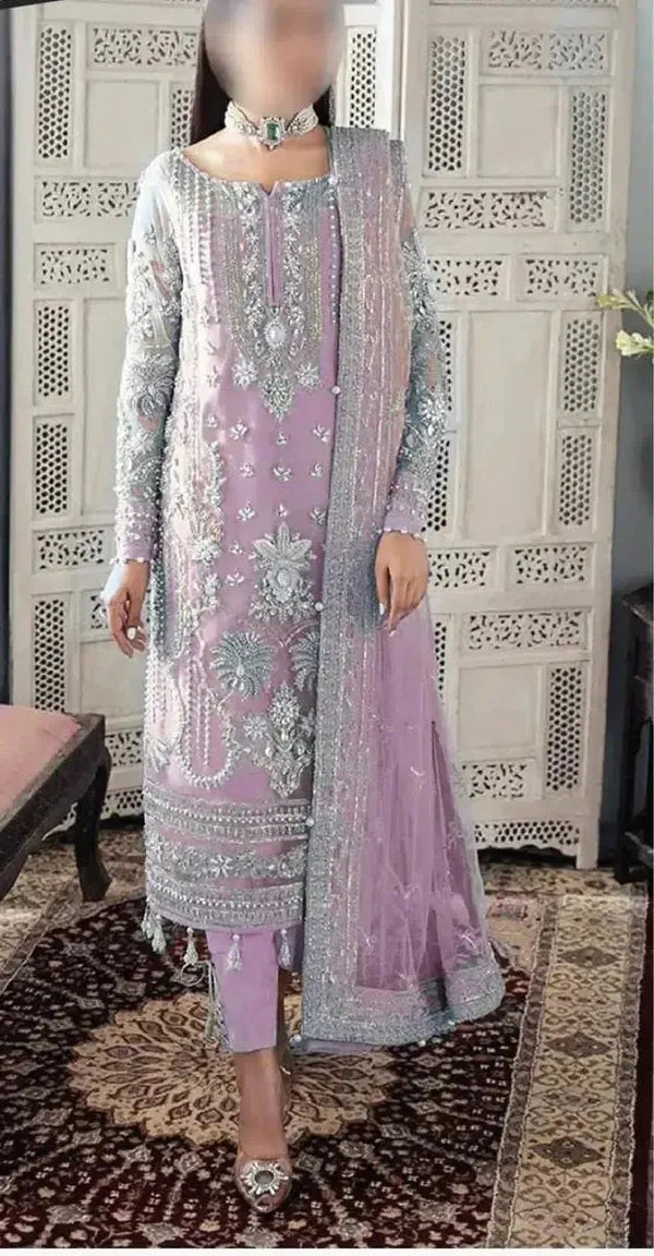 Gulaal Net Suit-Pink-Net-Aarasta