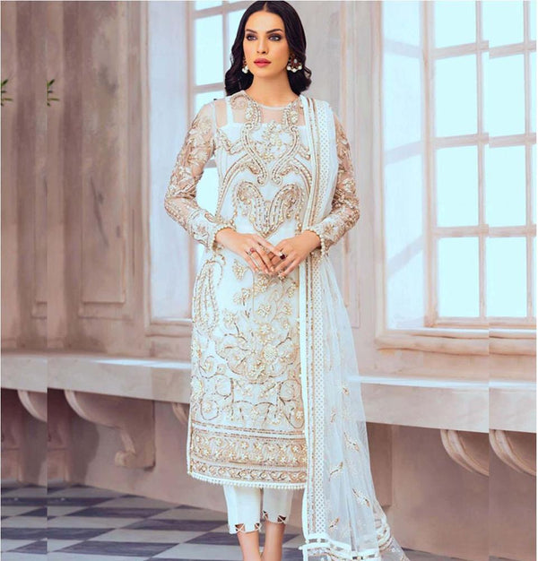 Gulaal Net Suit-Silver-Net-Aarasta