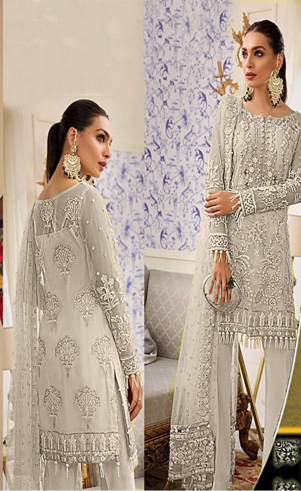 Gulaal Net Suit-Silver-Net-Aarasta