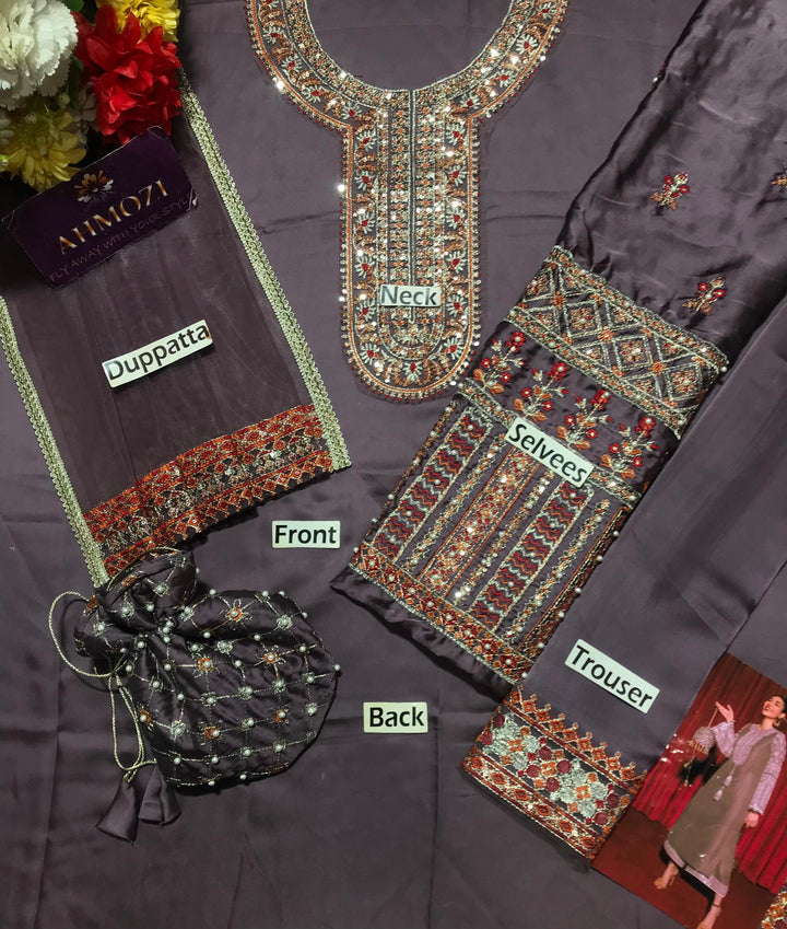 Hussain Rehar Silk Suit-Aarasta