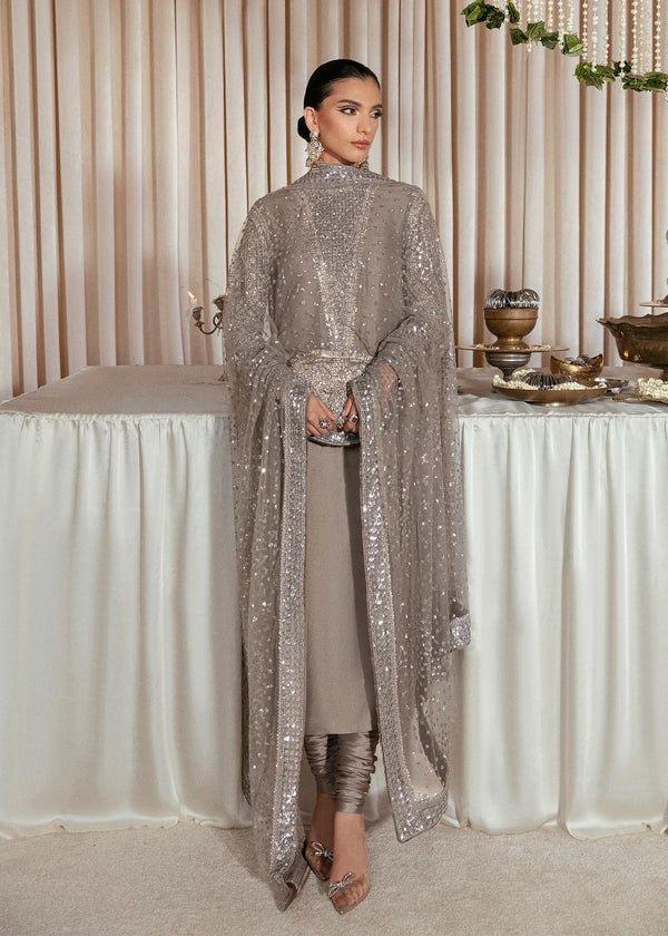 Hussain Rehar Silk Suit-Grey-Silk-Aarasta