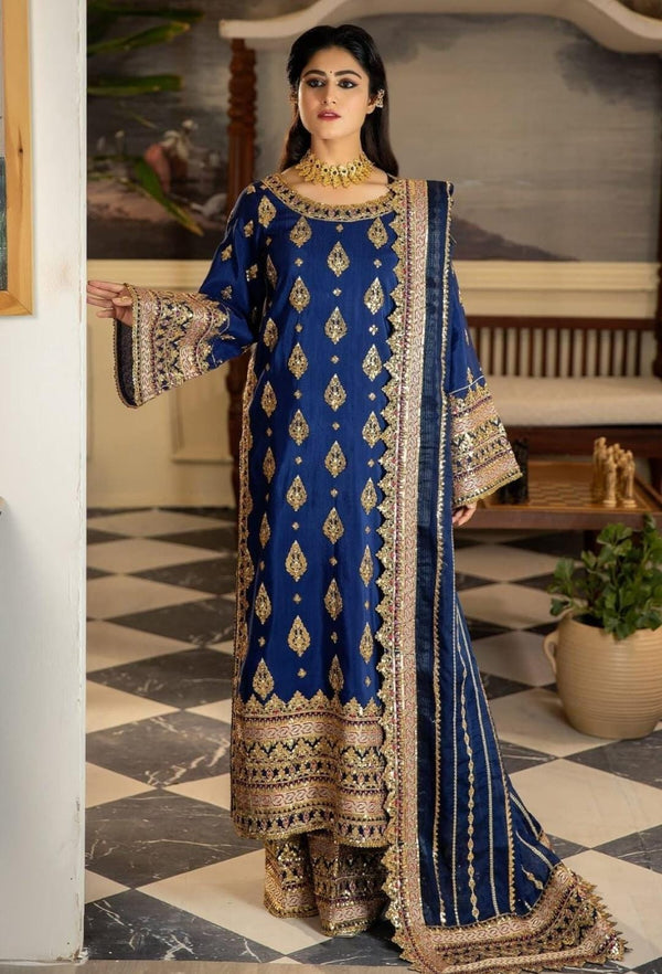 Imrozia Chiffon Suit-Navy-Chiffon-Aarasta