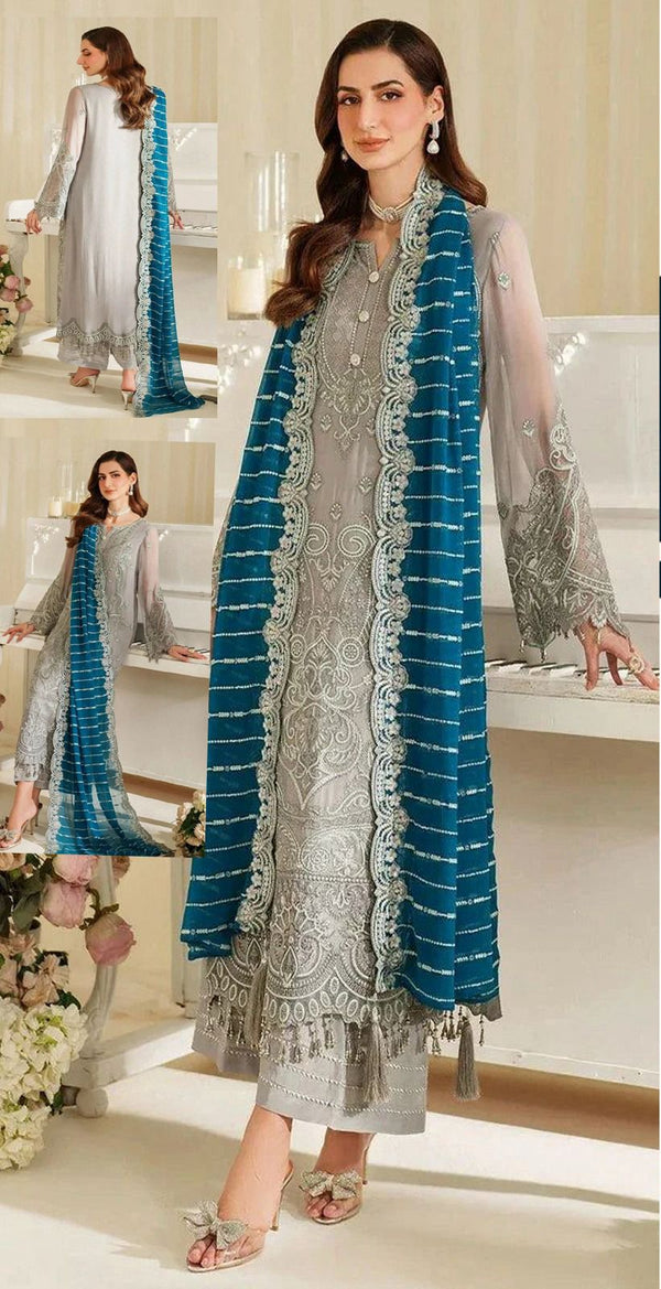 Imrozia Chiffon Suit-Silver-Chiffon-Aarasta