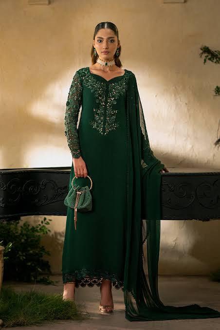 Vaniya Chiffon Suit-Green-Chiffon-Aarasta