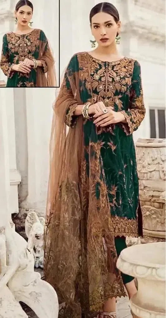 Iznik Chiffon Suit-Green-Chiffon-Aarasta