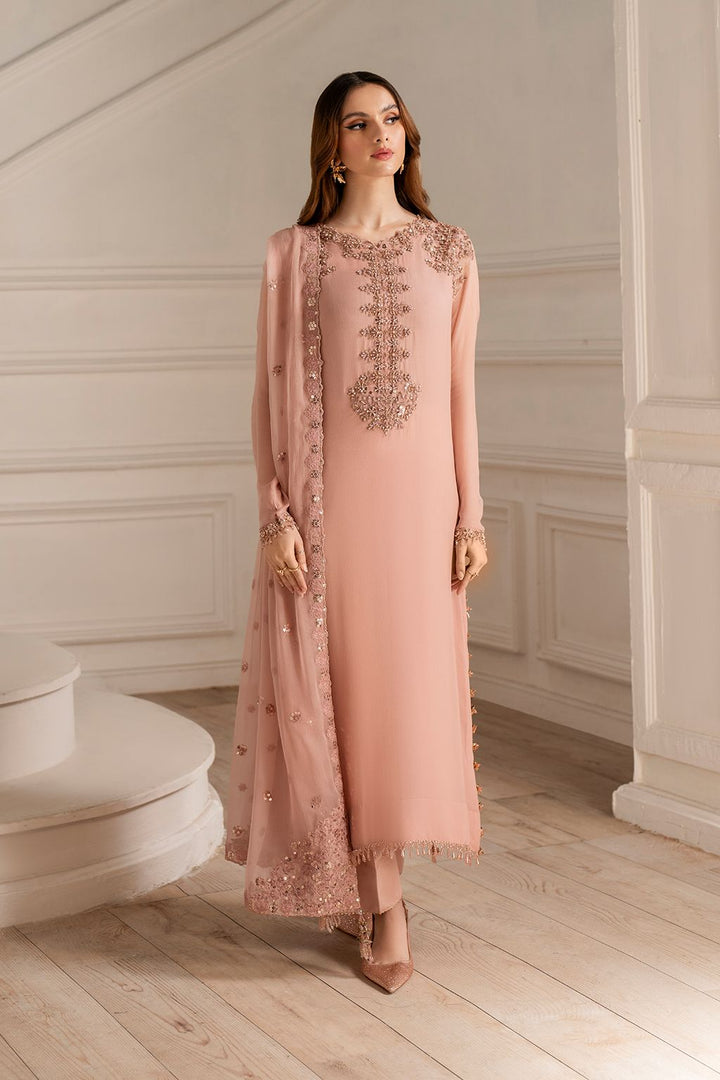 Iznik Chiffon Suit-Peach-Chiffon-Aarasta