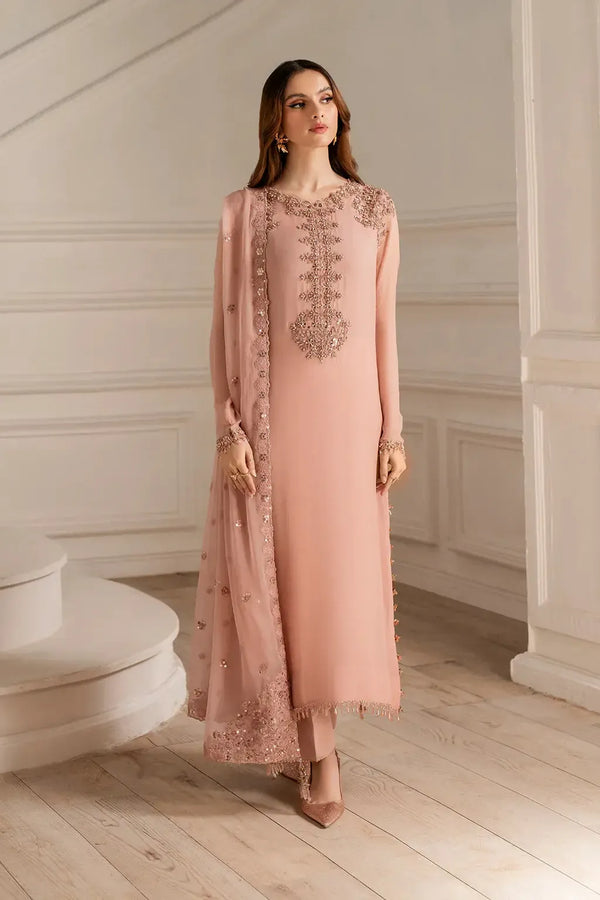 Iznik Chiffon Suit-Peach-Chiffon-Aarasta