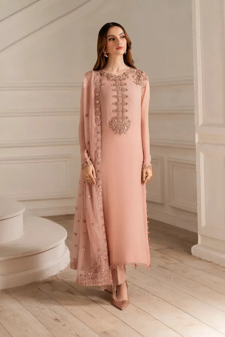 Iznik Chiffon Suit-Peach-Chiffon-Aarasta