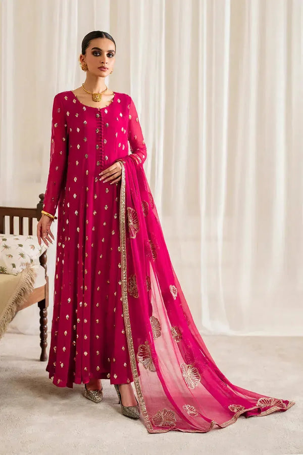 Iznik Chiffon Suit-Red-Chiffon-Aarasta