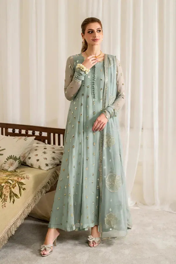 Iznik Chiffon Suit-Sea Green-Chiffon-Aarasta