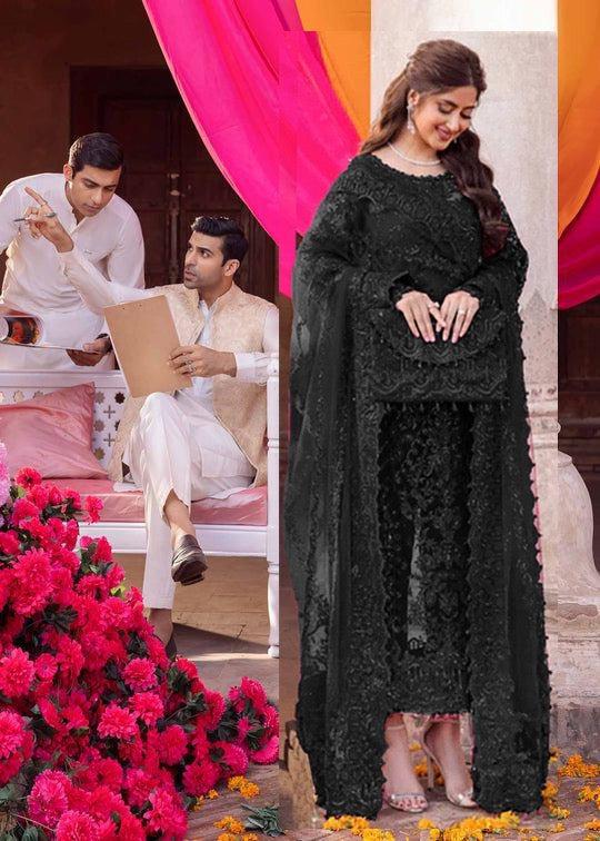 Kanwal Malik Net Suit-Black-Net-Aarasta