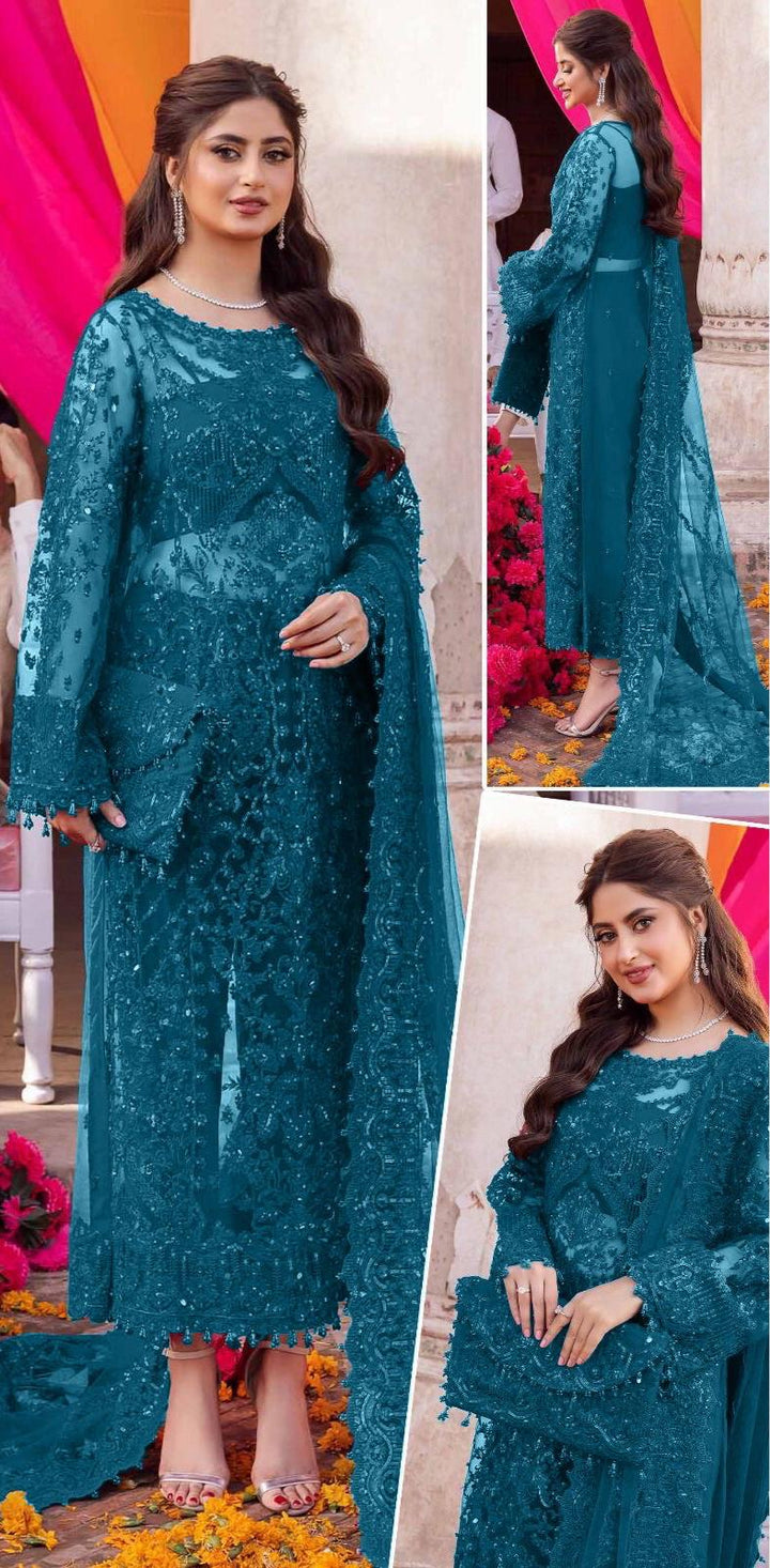 Kanwal Malik Net Suit-Green-Net-Aarasta