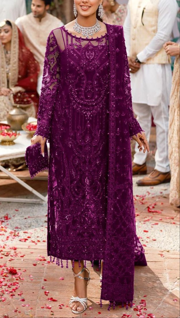 Kanwal Malik Organza Suit-Purple-Organza-Aarasta