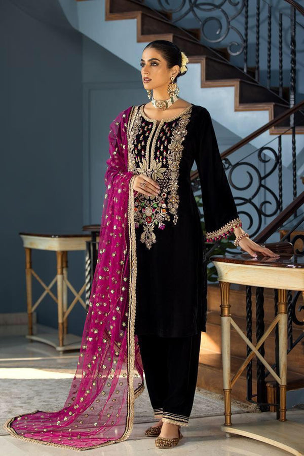 Khuda Buksh Velvet Suit-Black-Velvet-Aarasta