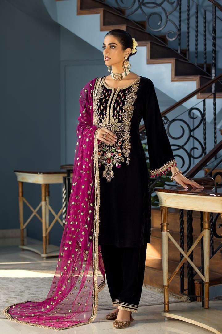 Khuda Buksh Velvet Suit-Black-Velvet-Aarasta