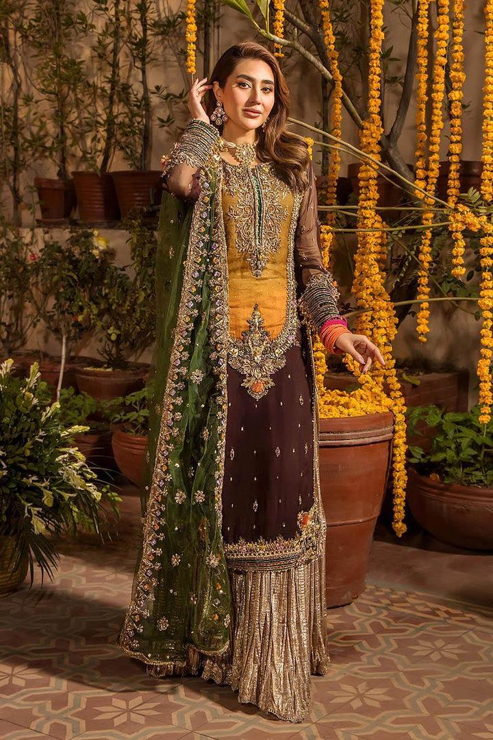 Khuda Buksh Chiffon Suit-Mustard-Chiffon-Aarasta