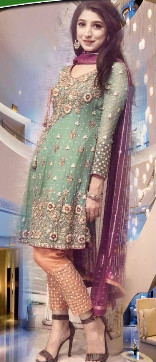Chiffon Embroidered Suit-Green-Chiffon-Aarasta