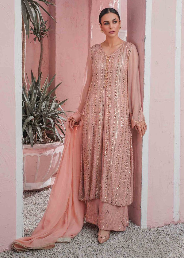 Laam Chiffon Suit-Peach-Chiffon-Aarasta