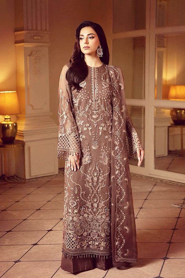 Laavish Chiffon Suit-Brown-Chiffon-Aarasta