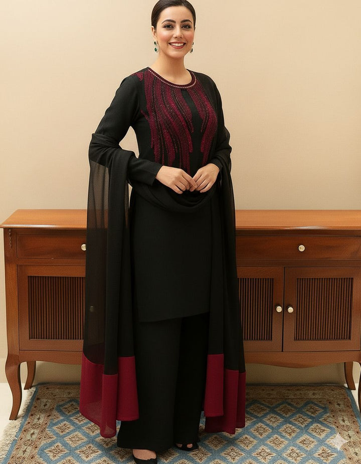 Lulusar Silk Suit-Black-Silk-Aarasta