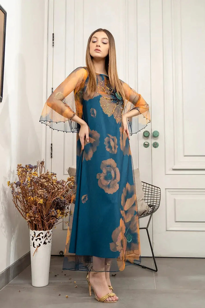 Lulusar Silk Suit-Blue-Silk-Aarasta