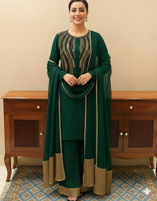 Lulusar Silk Suit-Green-Silk-Aarasta
