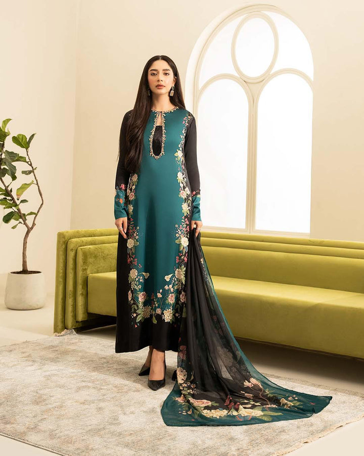 Lulusar Silk Suit-Green-Silk-Aarasta