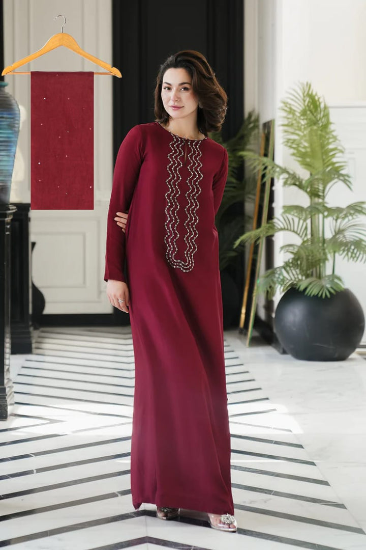 Lulusar Silk Suit-Maroon-Silk-Aarasta