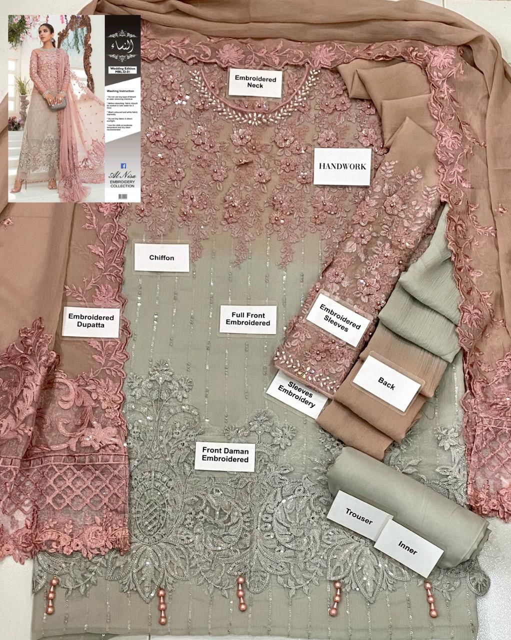 Maria B Chiffon Suit-Aarasta