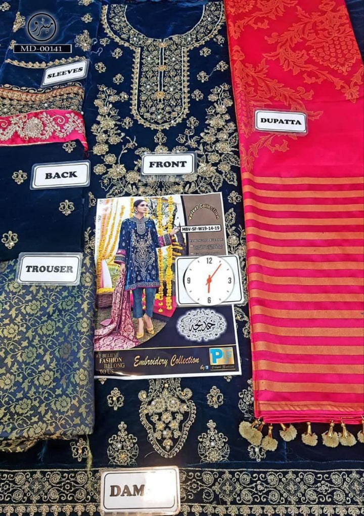 Maria B Velvet Suit-Aarasta