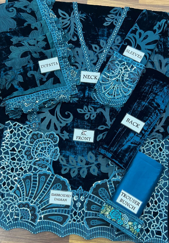 Maria B Velvet Suit-Aarasta