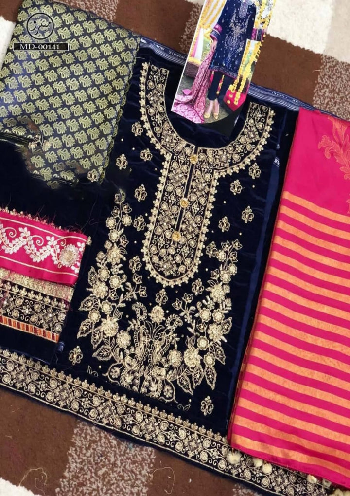 Maria B Velvet Suit-Aarasta