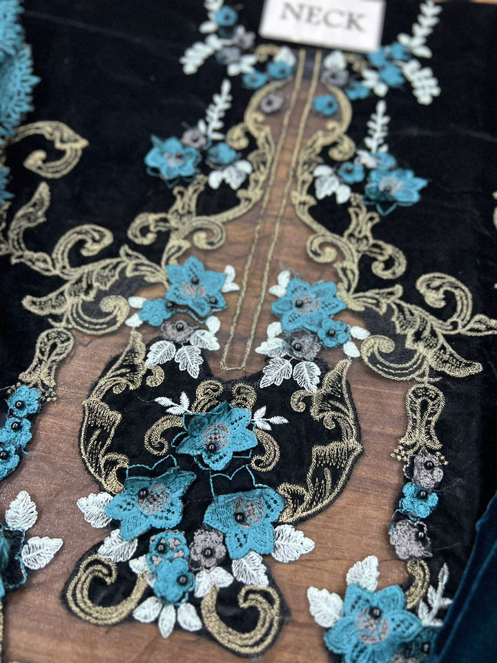 Maria B Velvet Suit-Aarasta