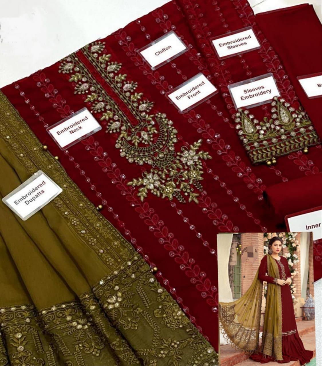 Maria B Chiffon Suit-Aarasta