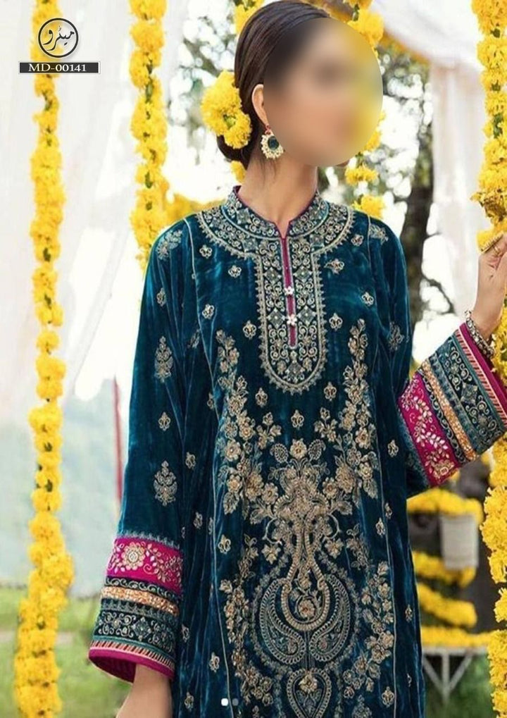 Maria B Velvet Suit-Aarasta