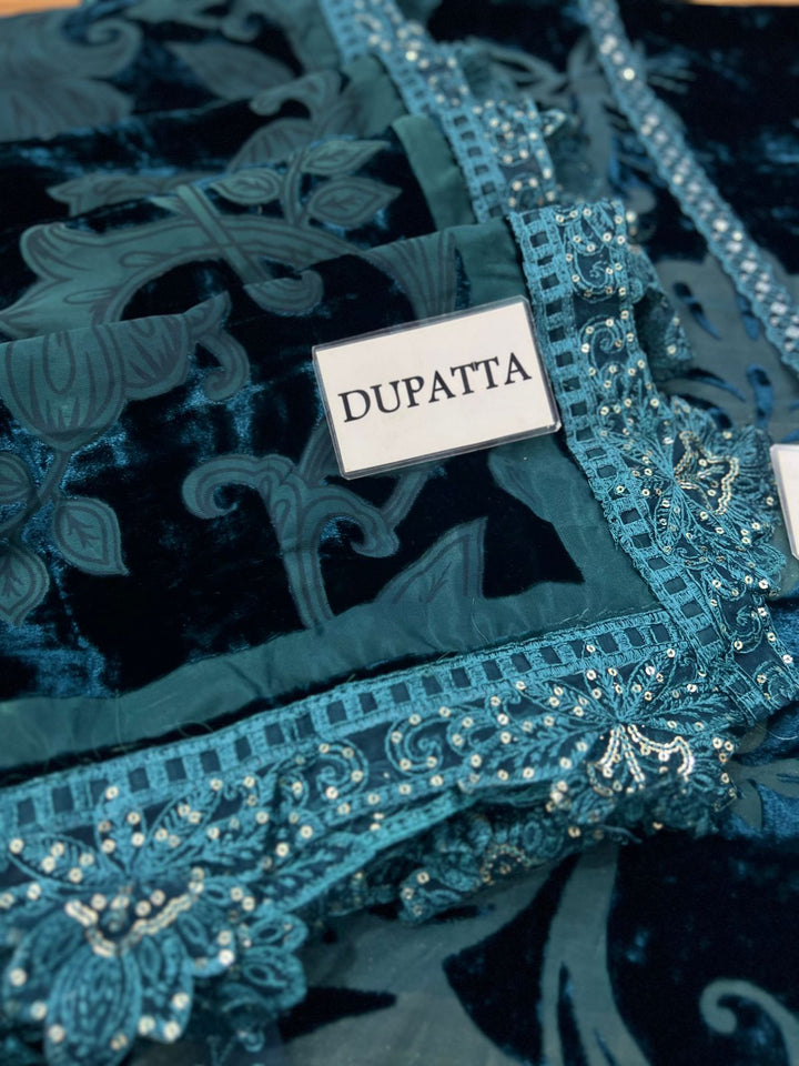 Maria B Velvet Suit-Aarasta