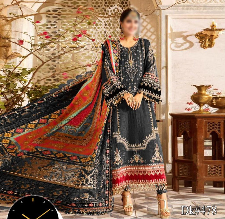 Maria B Chiffon Suit-Black-Chiffon-Aarasta